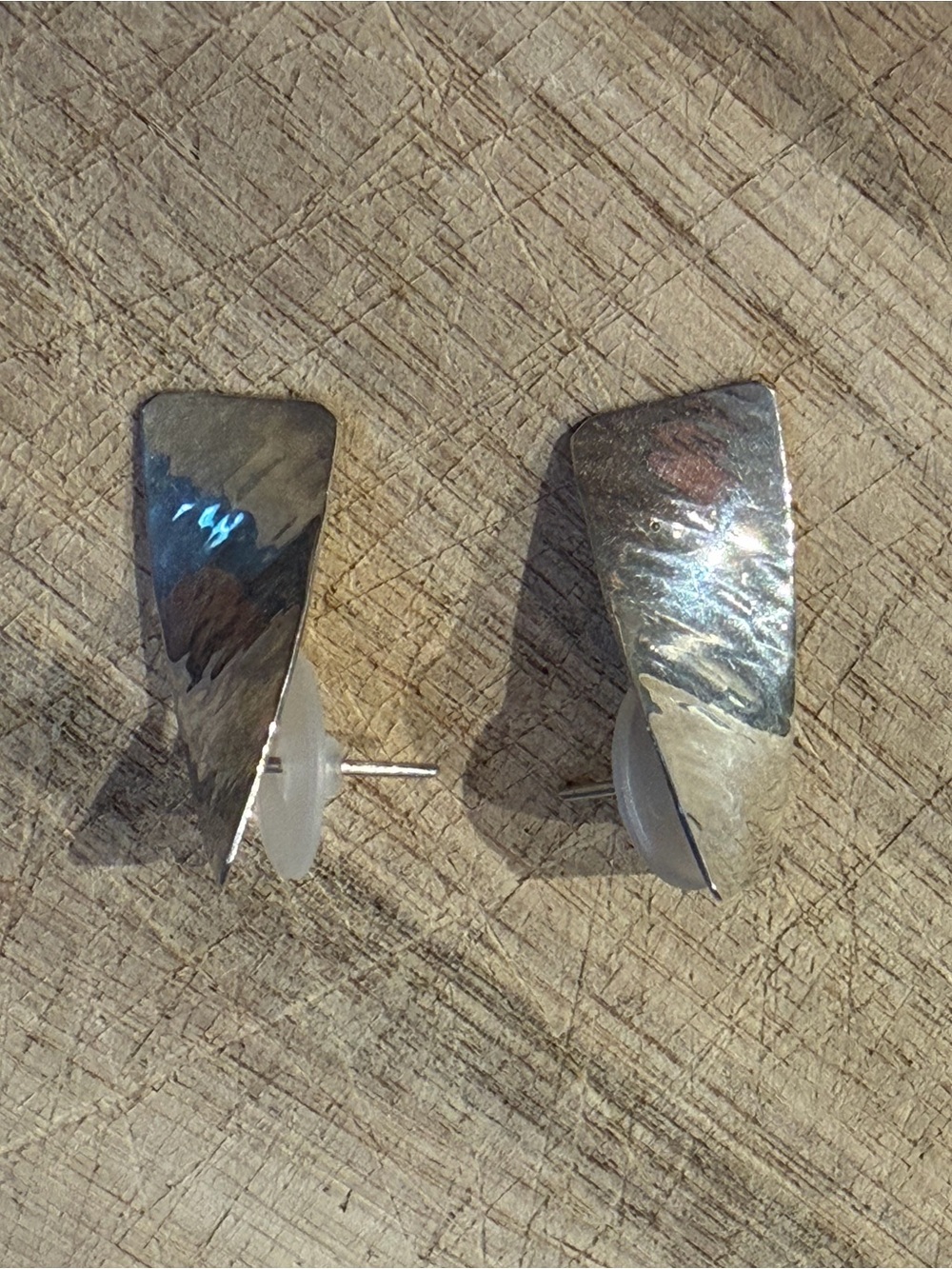 Modern Twisted Sterling Silver Stud Earrings